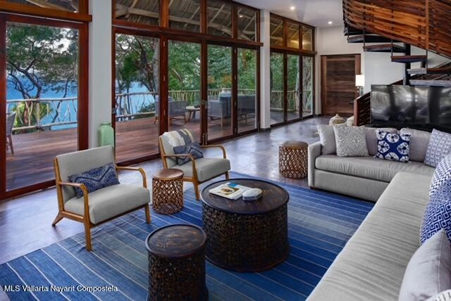 Luxury furnished living room inside Casa Las Hijas Sayulita