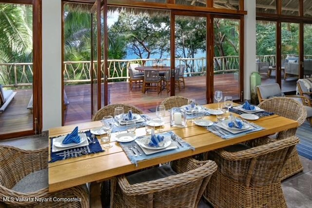 Open kitchen and dining space at Casa Las Hijas Sayulita