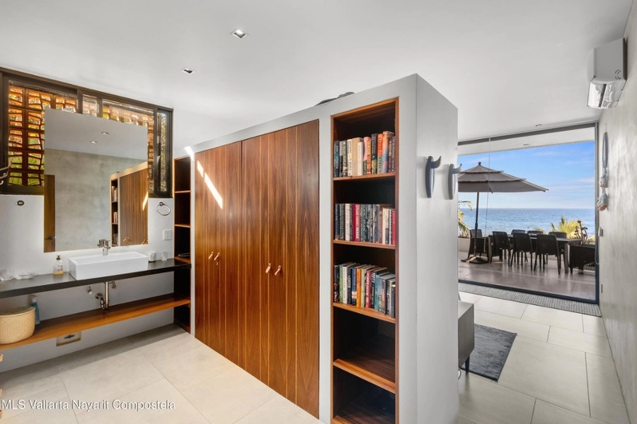 Modern bathroom with walk-in shower and updated fixtures