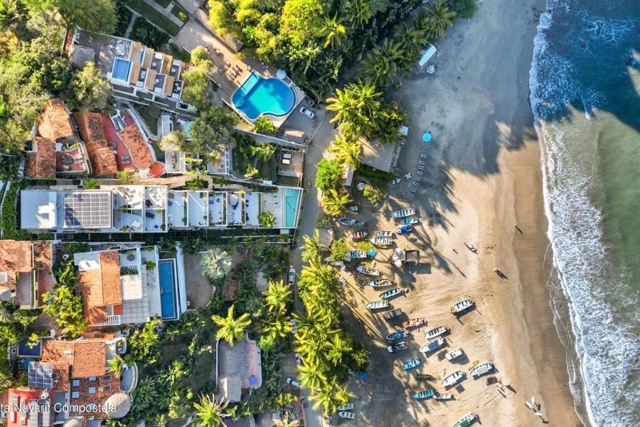 Aerial View Beach front Ocean front sayulita condo