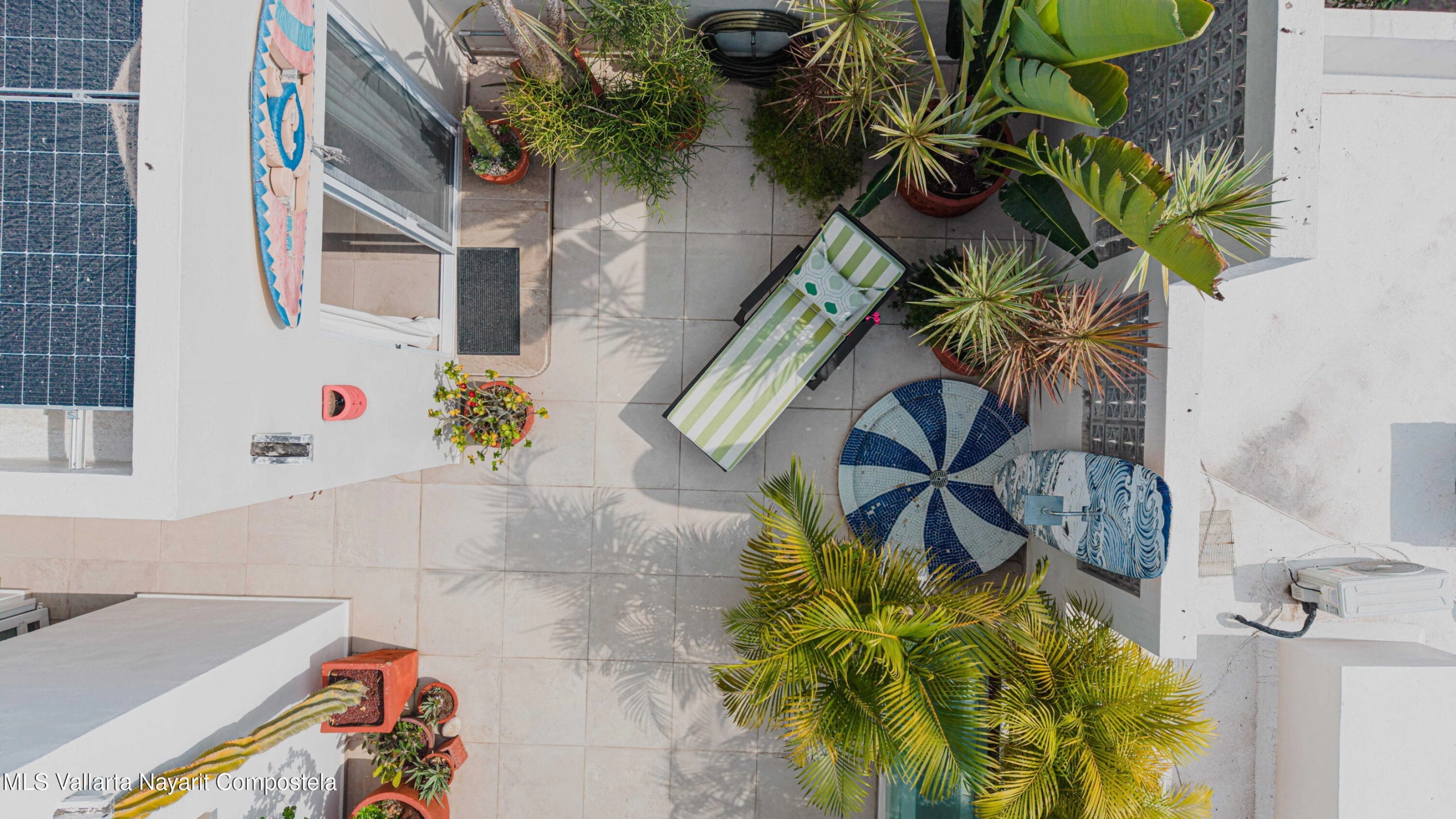 Ocean view terrace at Ajusko Monterrosa home for sale in North Side Sayulita Mexico