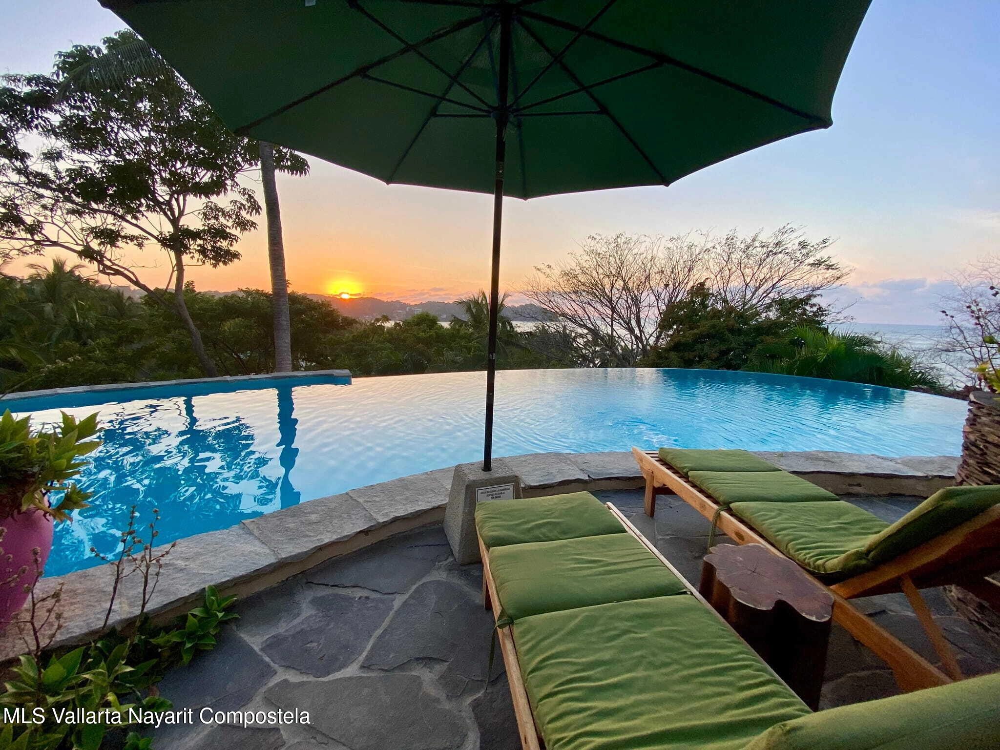 Ocean view terrace at Ajusko Monterrosa home for sale in North Side Sayulita Mexico