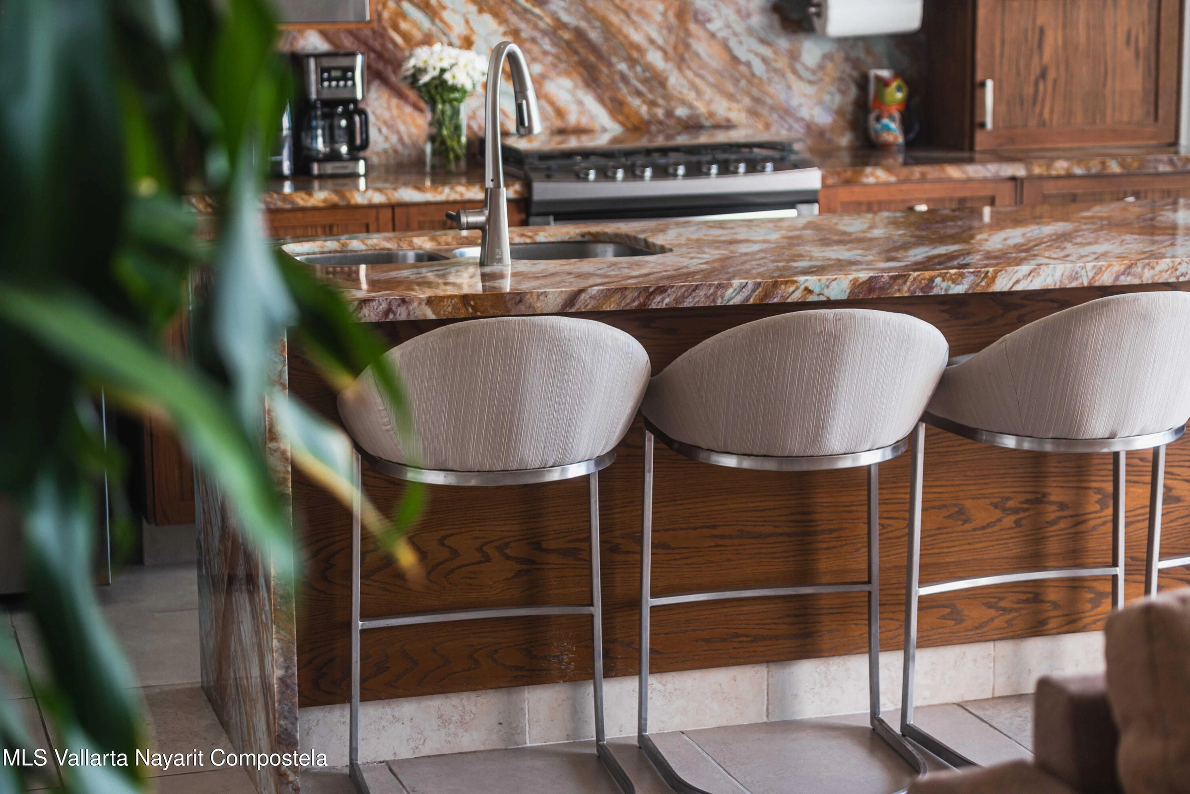 Ocean view terrace at Ajusko Monterrosa home for sale in North Side Sayulita Mexico