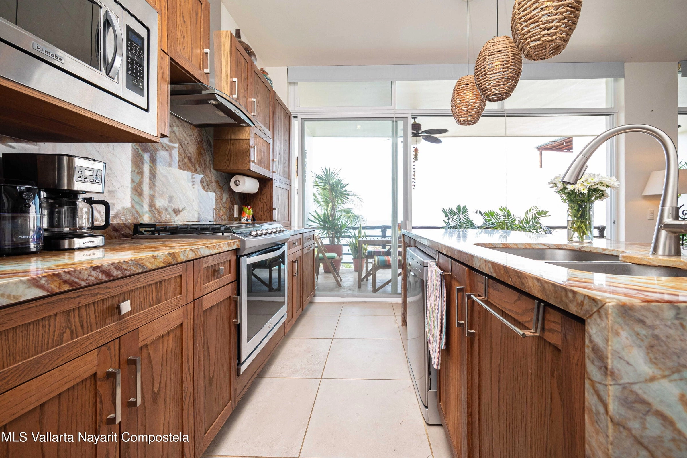 Ocean view terrace at Ajusko Monterrosa home for sale in North Side Sayulita Mexico