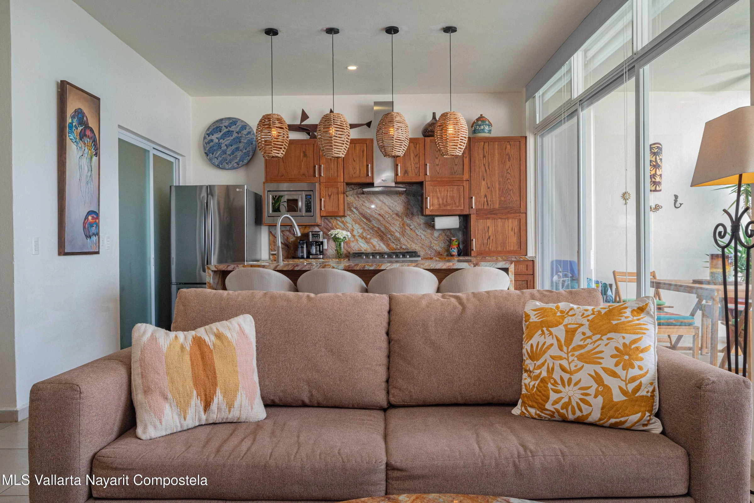 Ocean view terrace at Ajusko Monterrosa home for sale in North Side Sayulita Mexico