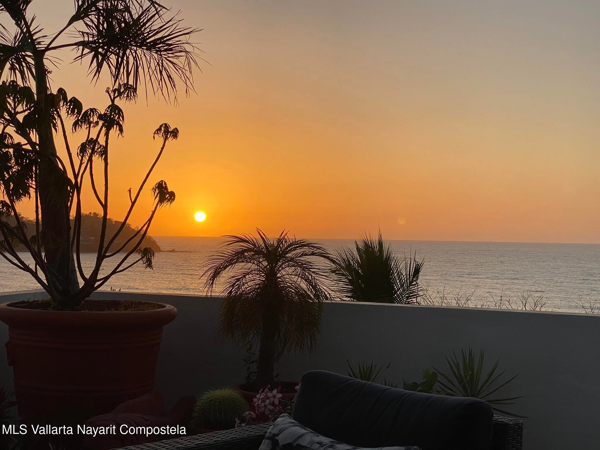 Ocean view terrace at Ajusko Monterrosa home for sale in North Side Sayulita Mexico