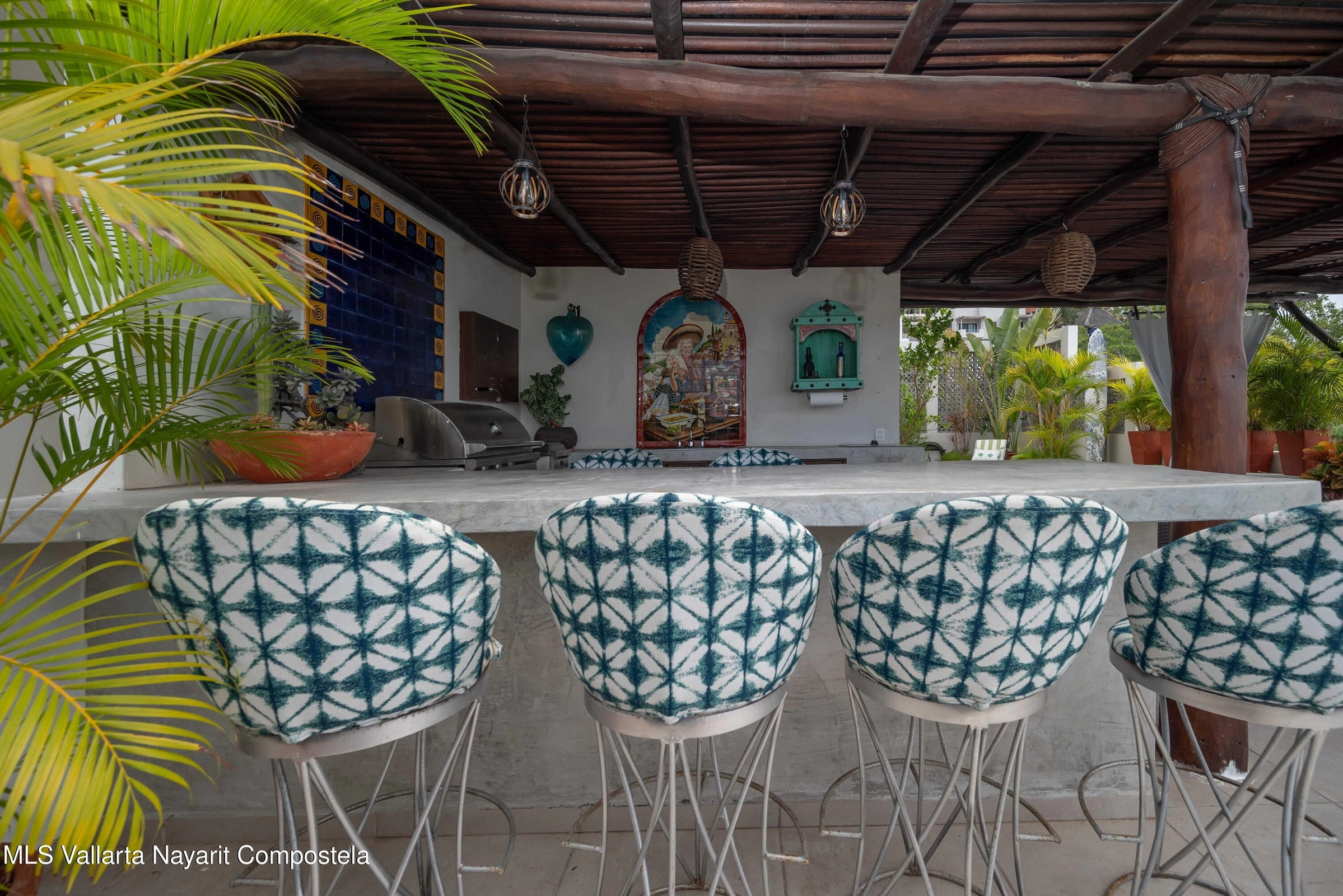 Ocean view terrace at Ajusko Monterrosa home for sale in North Side Sayulita Mexico