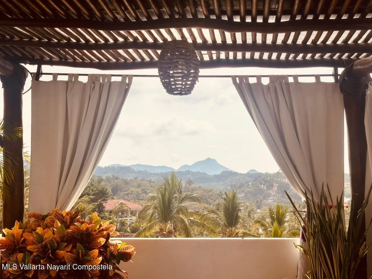 Ocean view terrace at Ajusko Monterrosa home for sale in North Side Sayulita Mexico