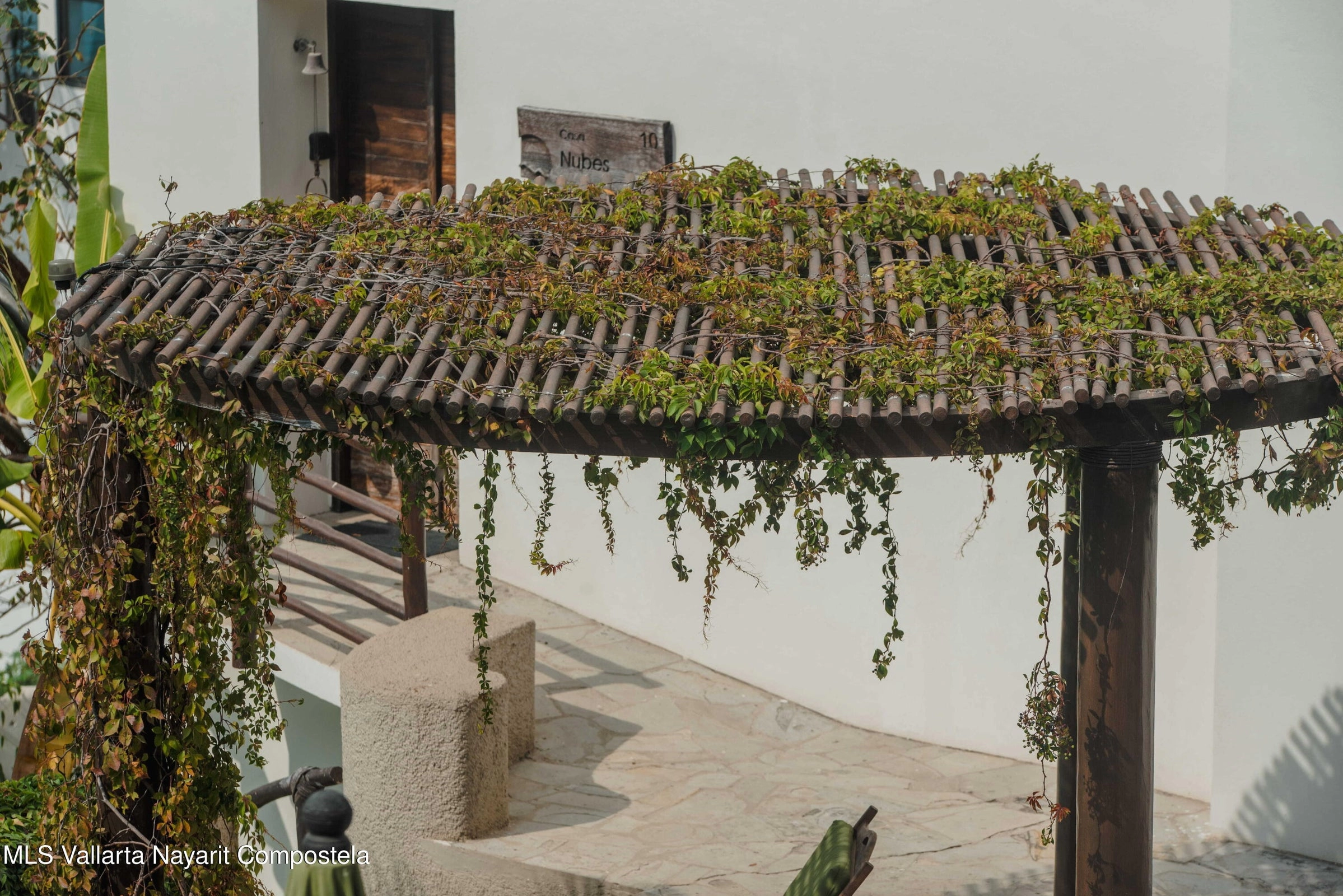 Ocean view terrace at Ajusko Monterrosa home for sale in North Side Sayulita Mexico
