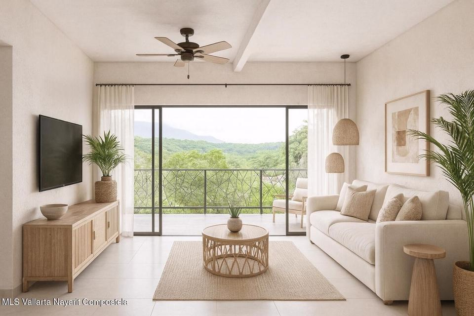 tesoro-escondido-sayulita-living-room Open-concept kitchen in a condo for sale in Sayulita